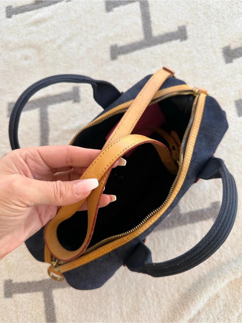 Vintage Navy Denim Crossbody Bag Dooney